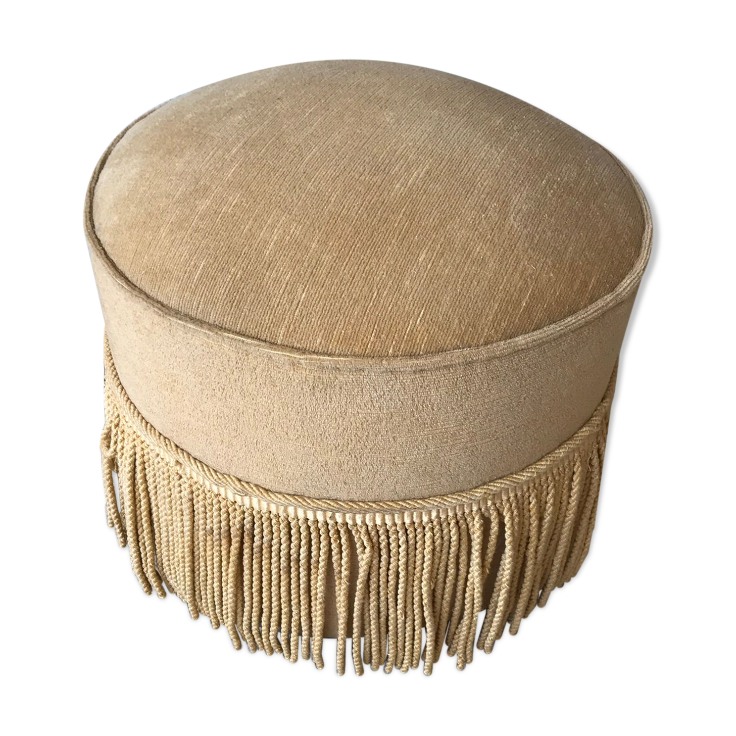 Vintage pouf in yellow velvet