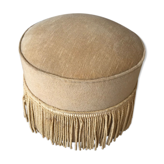 Vintage pouf in yellow velvet