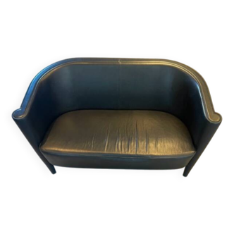 Black leather sofa