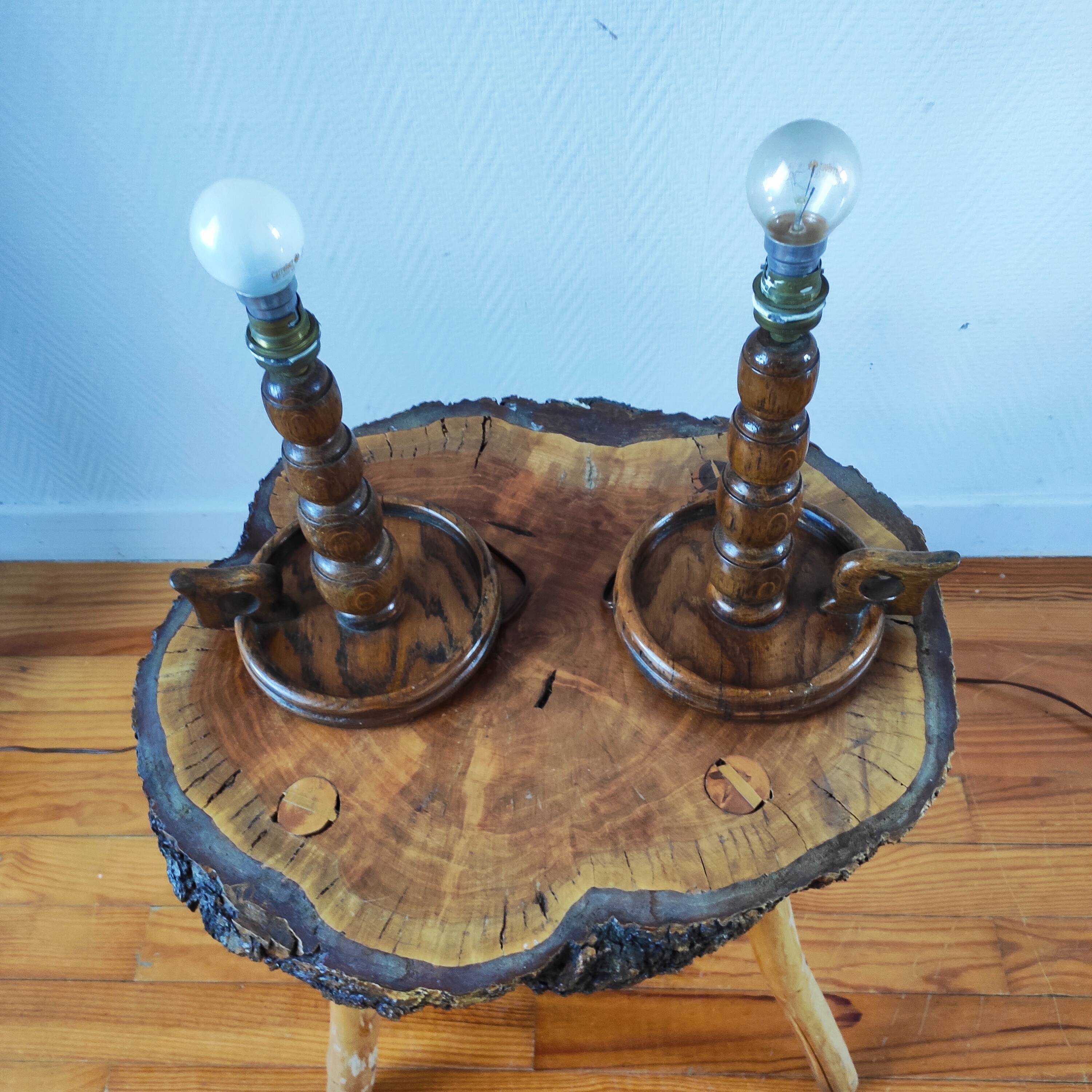 Pair of vintage brutalist lamps 1950/60