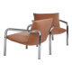 Pair of tubular armchairs in salmon velvet