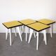 Lot 4 stools wood and formica yellow black and white