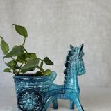 Vintage donkey turquoise blue plant pot / planter