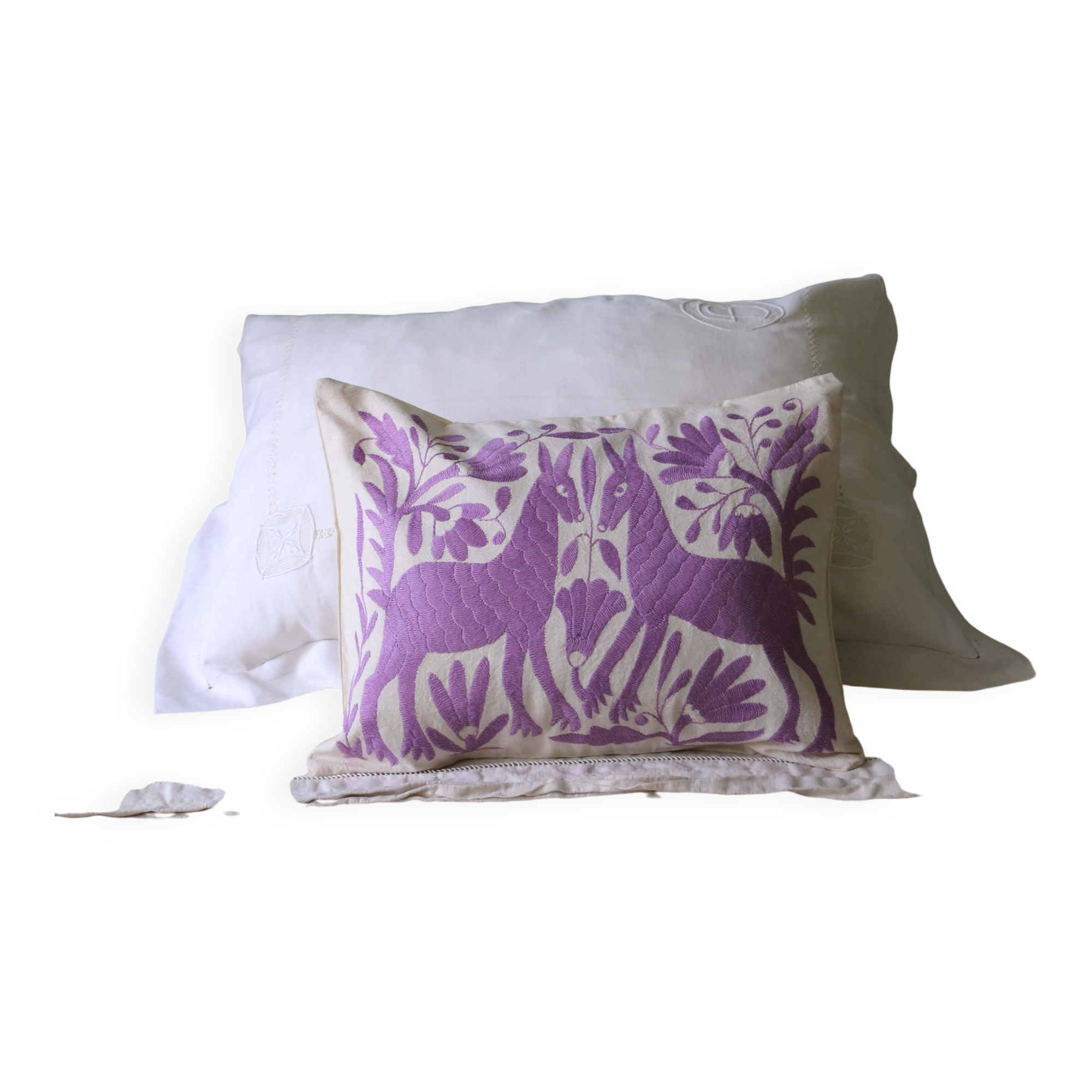 Hand-embroidered cushion