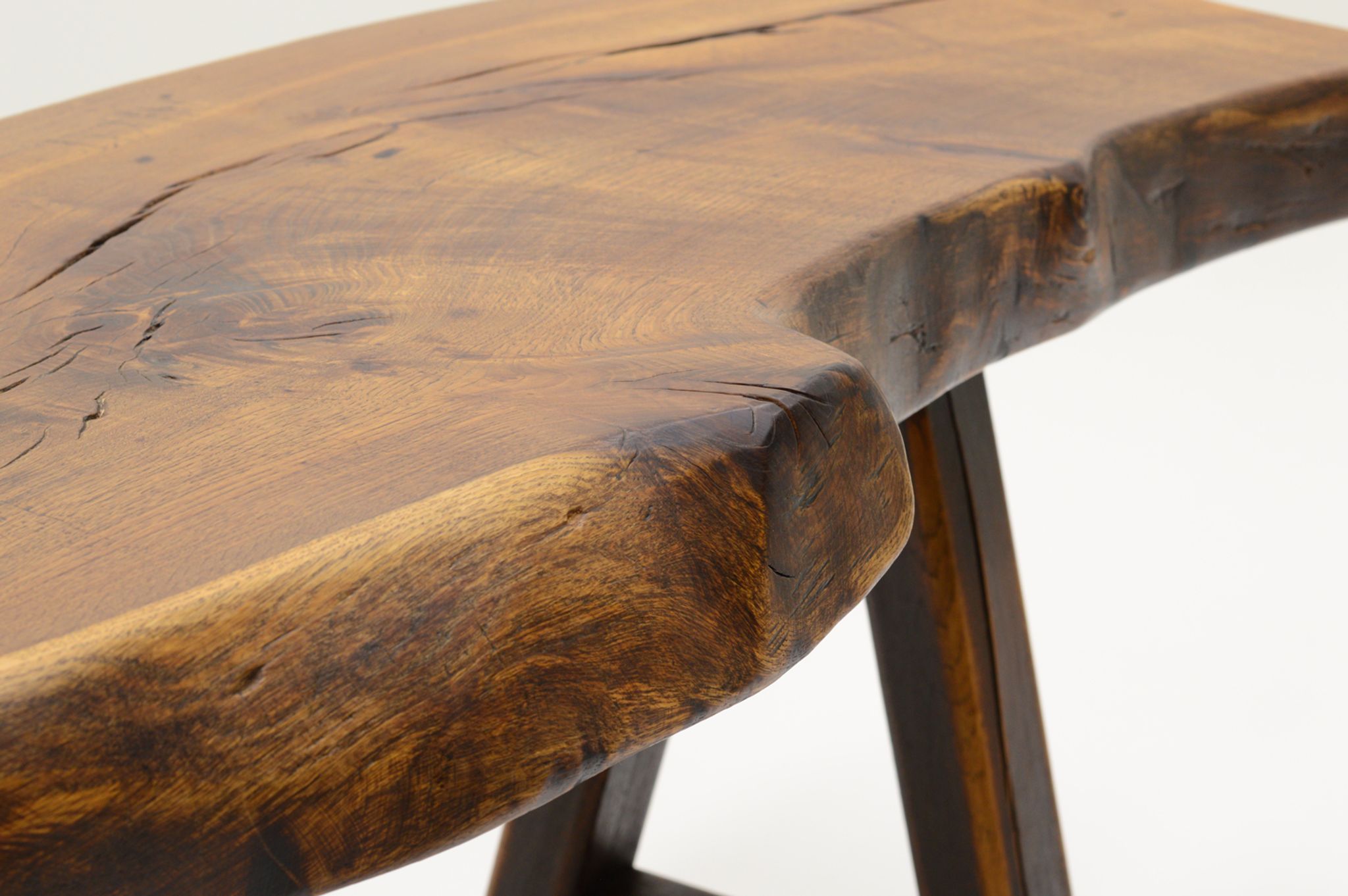 Handmade Oak brutalist table by Mobichalet, Belgium 60s.