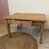 Farmhouse coffee table in solid oak with drawer — rustic style / ca