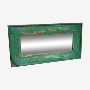 Miroir bois vieux teck patine verte 61x3x31cm