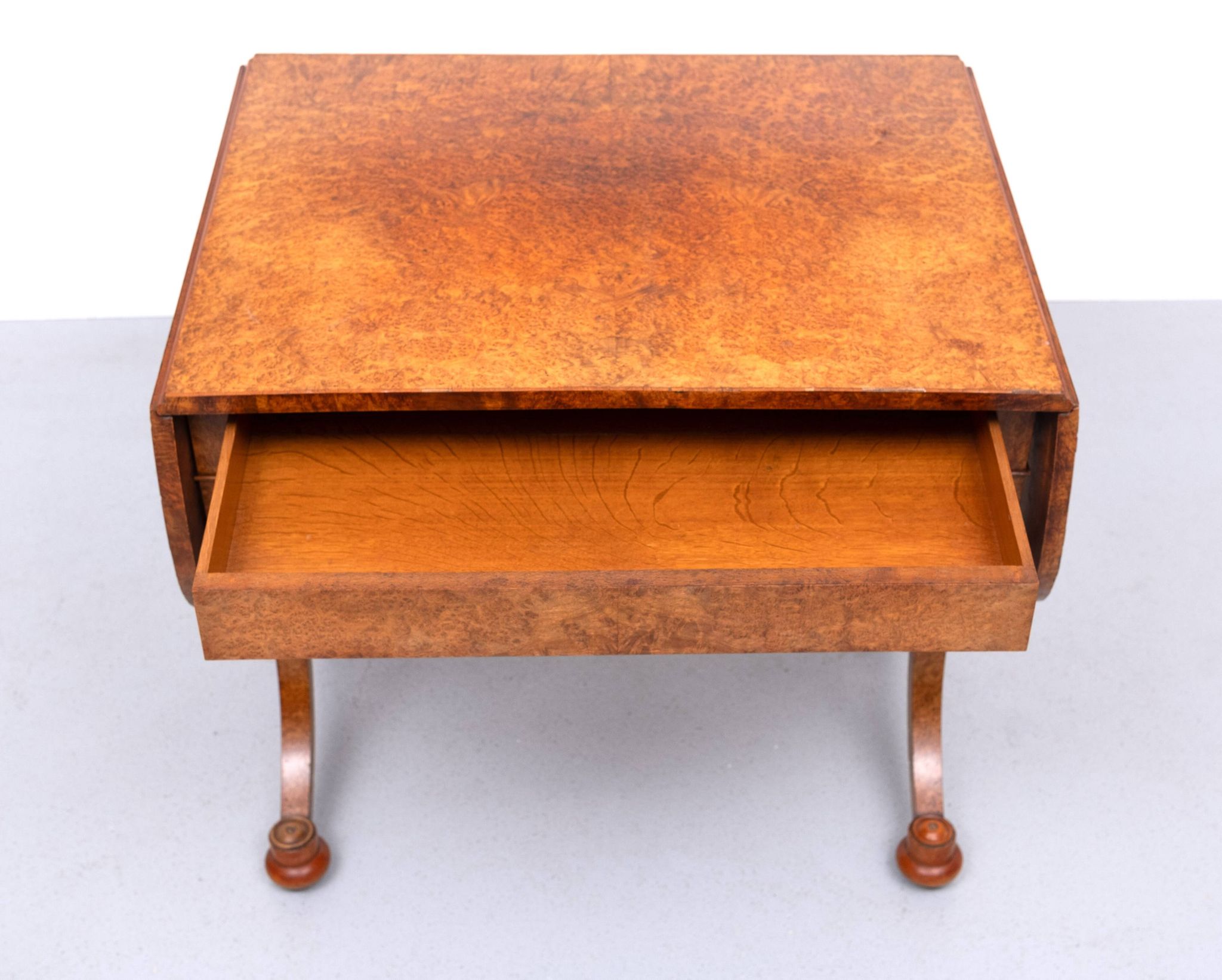 Antique Dutch Empire Burl Wood veneered desk or sofa table