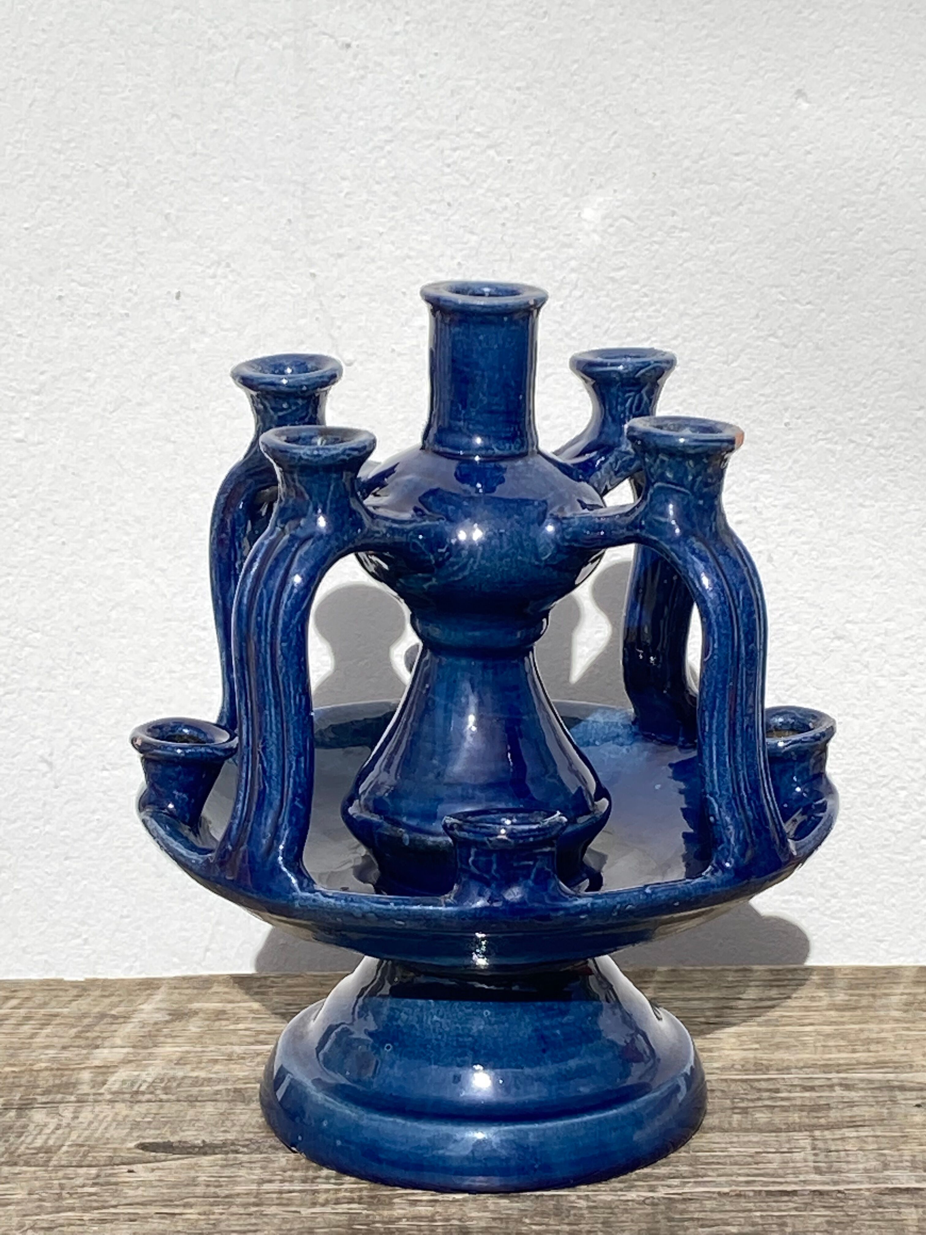 Candlestick in blue Tamegroute