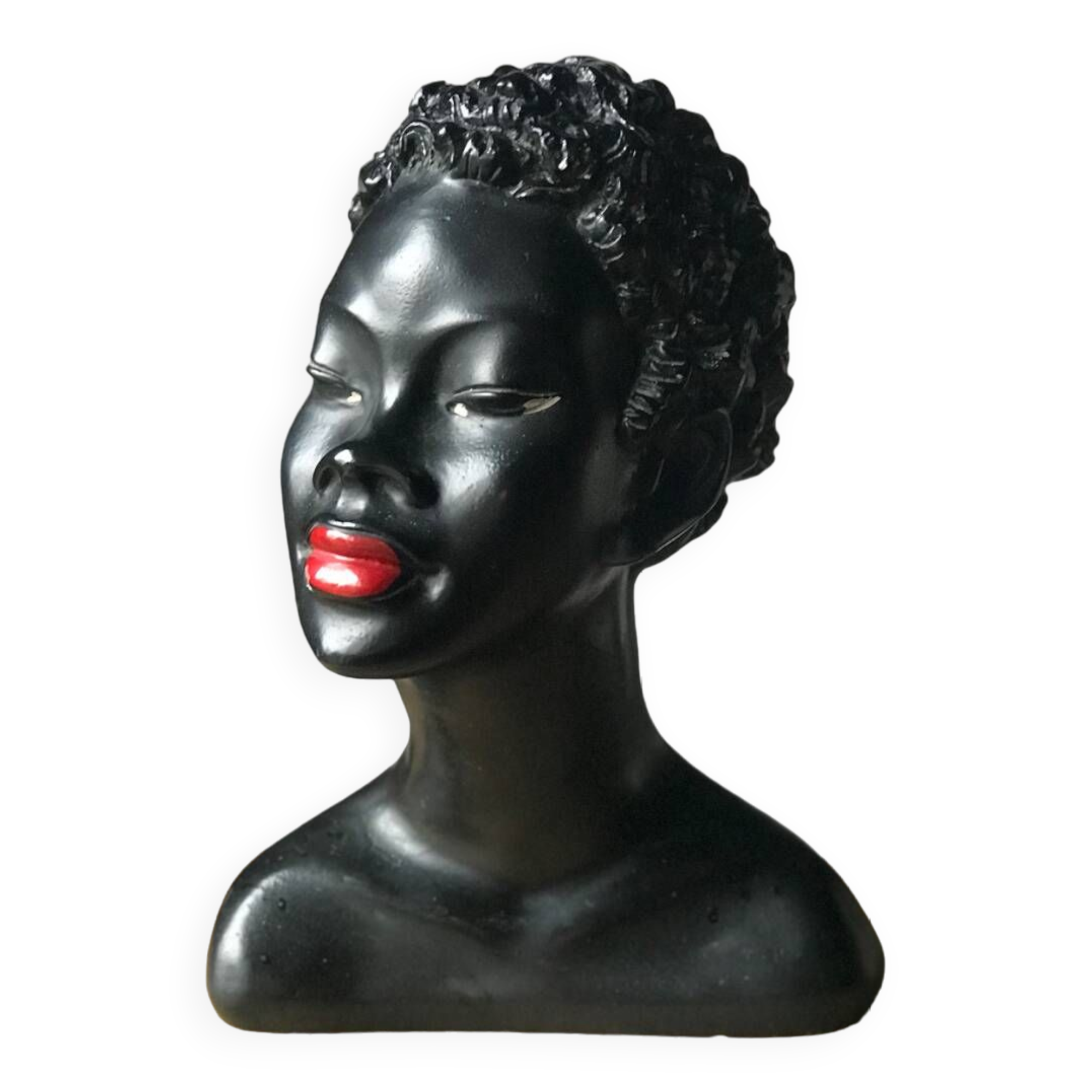 Plaster bust of a black woman 1950s Gino Manca