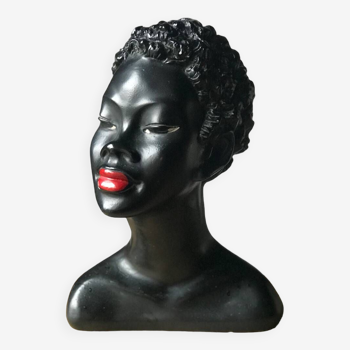 Buste plâtre femme noire 1950s Gino Manca