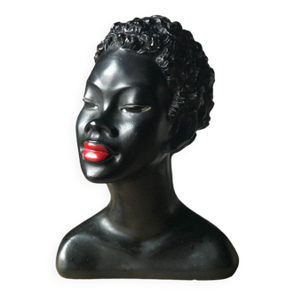 Buste plâtre femme noire 1950s Gino Manca