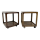 Mid-Century Pair of Side Tables with Wheels, Wood, 1960s
