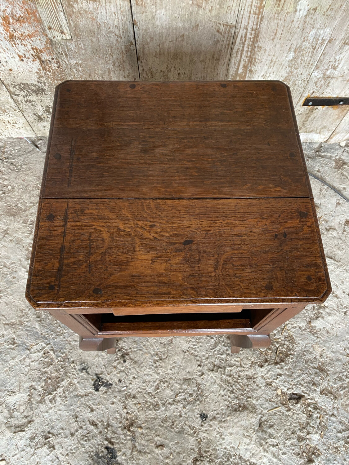 Louis XV Nightstand Table Wood Drawer + 19th Century Oak Vintage Case