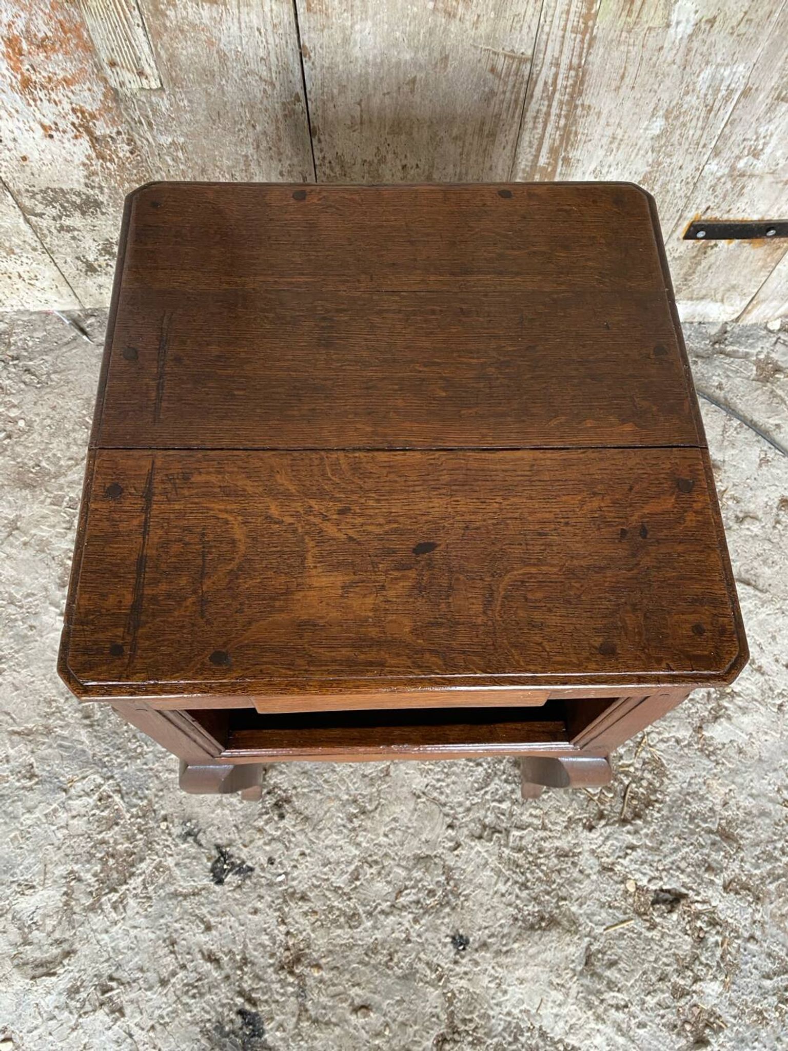 Louis XV Nightstand Table Wood Drawer + 19th Century Oak Vintage Case