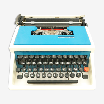 Machine à écrire underwood 315 bleue et blanche vintage révisé ruban neuf