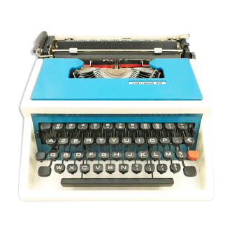 Machine à écrire underwood 315 bleue et blanche vintage révisé ruban neuf
