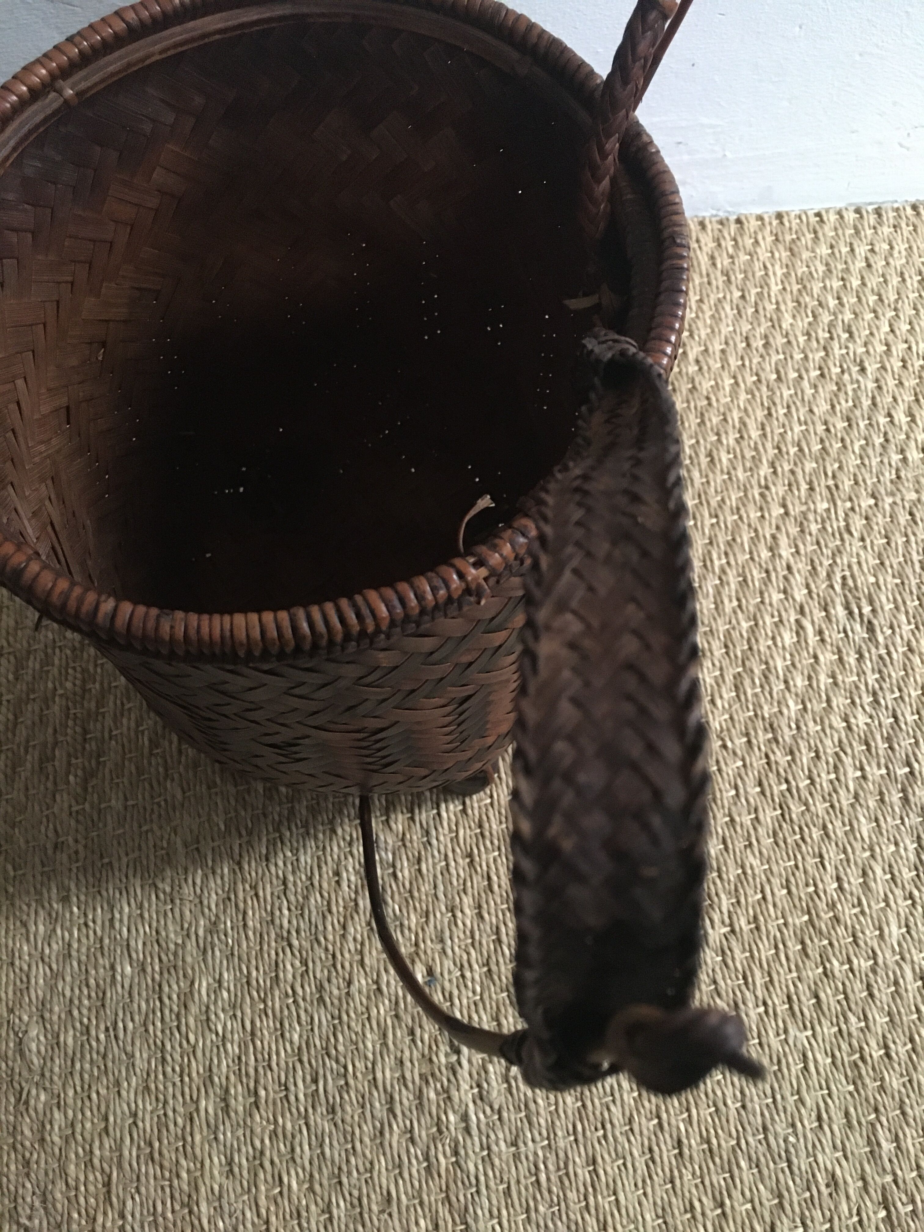 Ancient Japanese woven bamboo basket