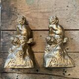 2 Seated satyr sculptures in cast bronze