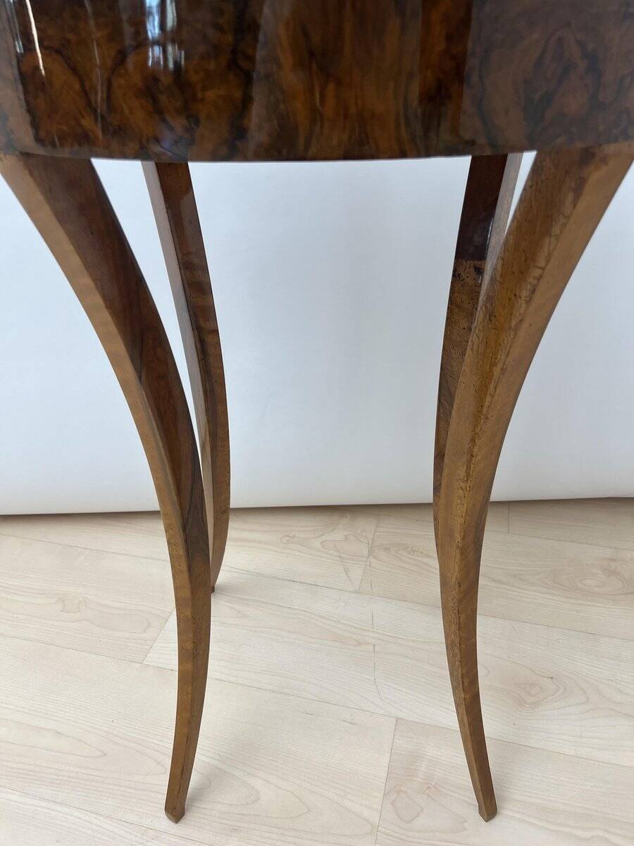 Oval Biedermeier Side Table with Drawer in Walnut Veneer, South Germany, 1820