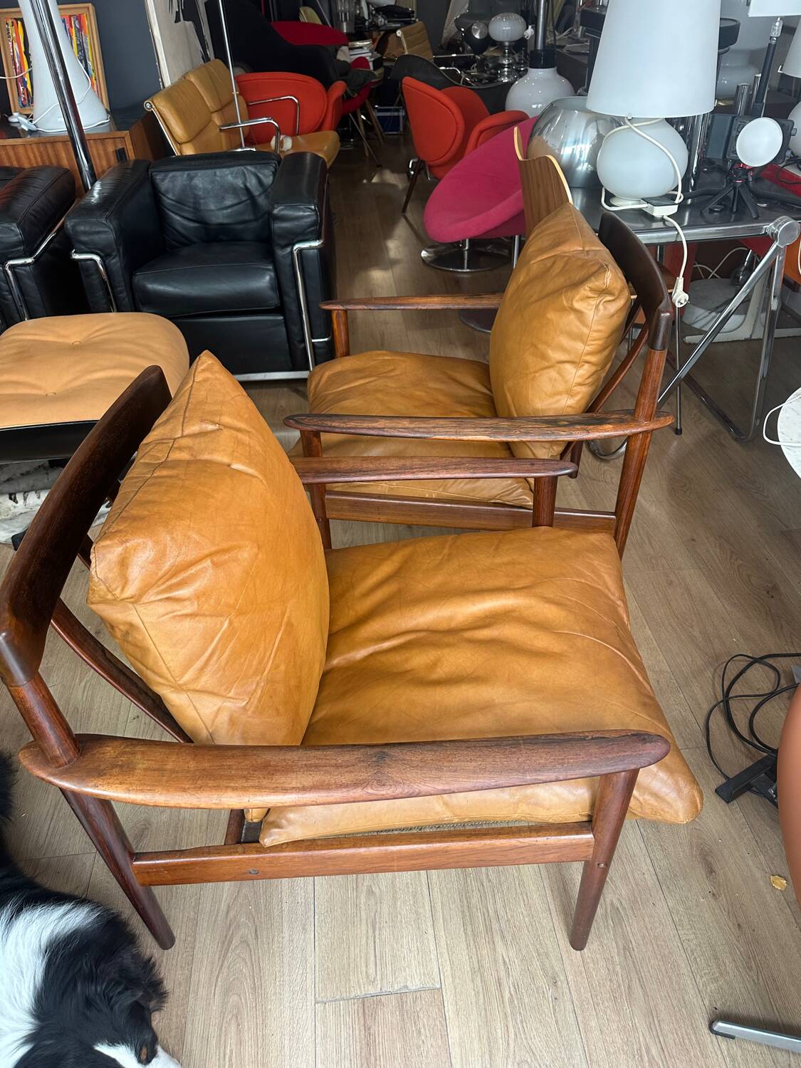 Pair of PJ 56 Grete Jalk armchairs in Rio rosewood, 60s