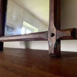 Rectangular brutalist mirror in solid wood, 1960