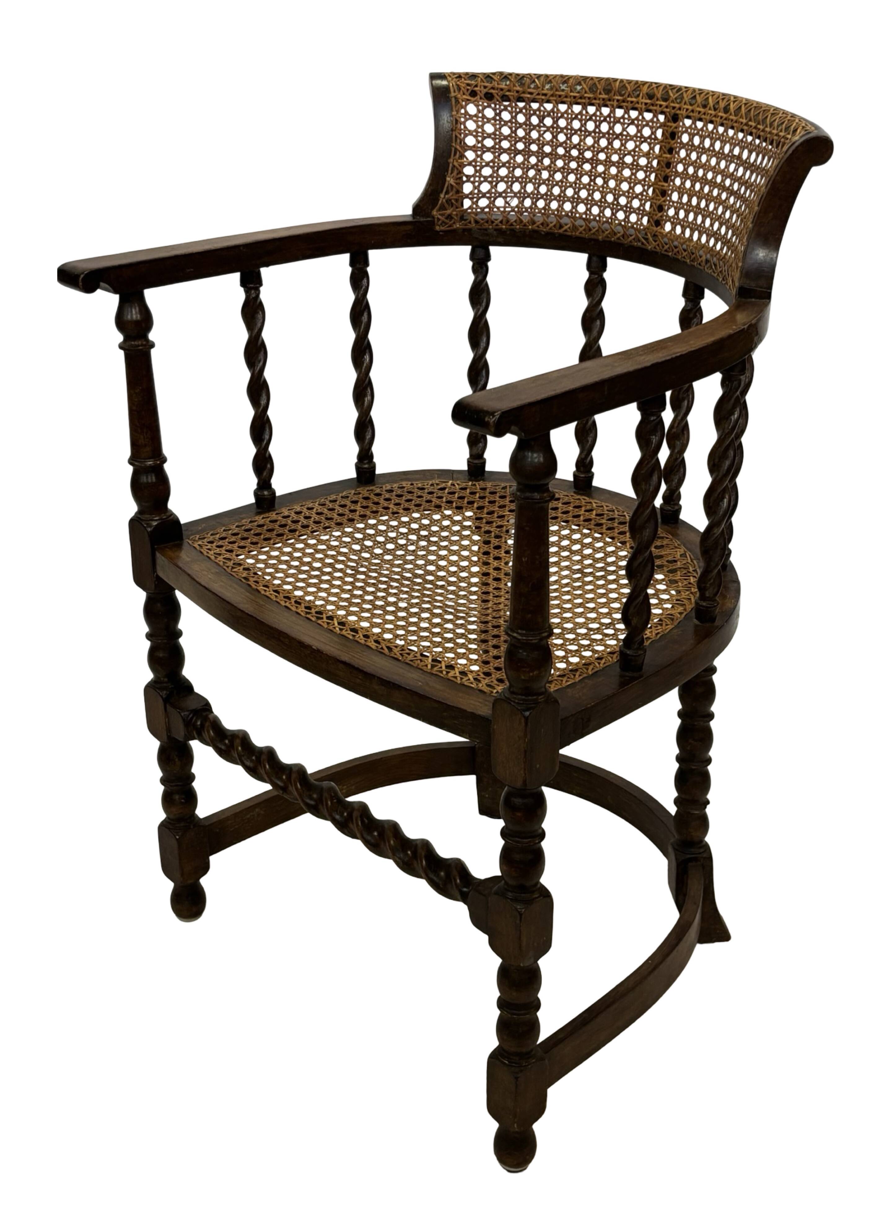 Antique Barley Twist, Rattan Seated Captains Chair easy chair Classic