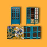 Parisian wardrobe glazed blue Peacock 1940