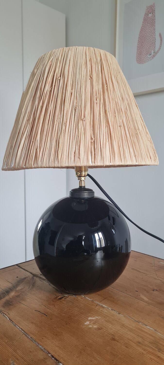 Black glass ball lamp art deco 1930