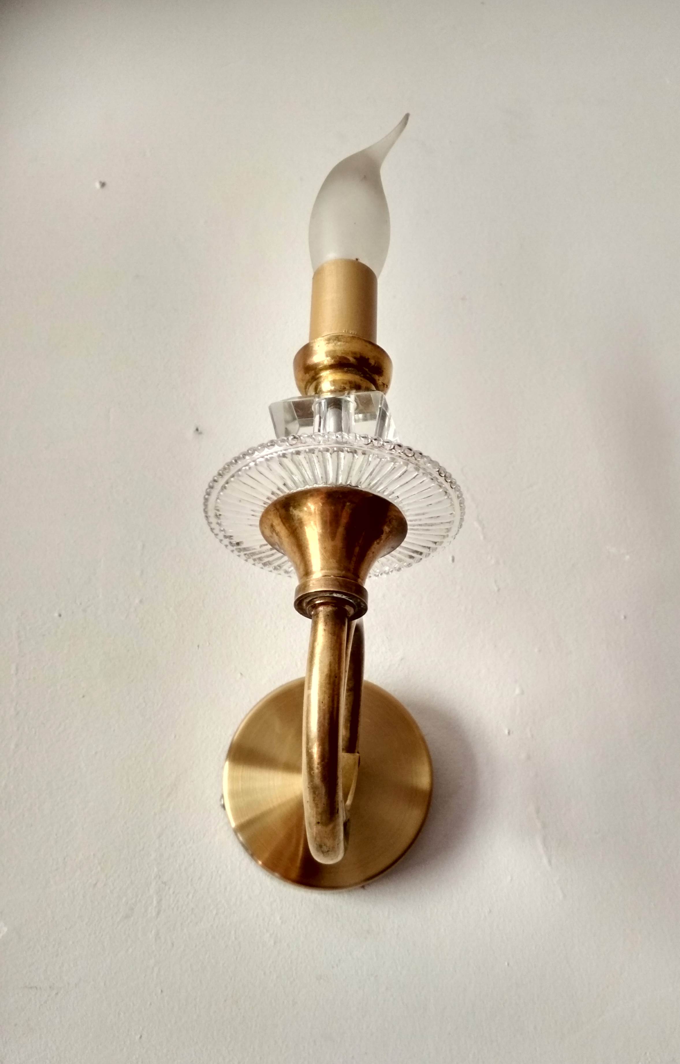 Pair of old brass wall sconces
