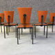 Ensemble de 6 chaises de salle à manger en cuir post-moderne, années 1970.