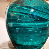 80s faux malachite ceramic lamp