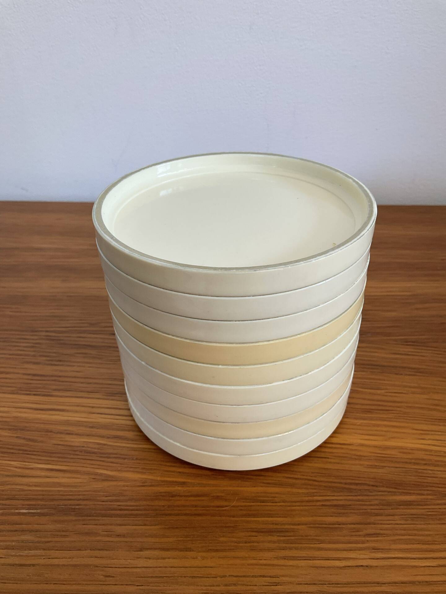 Emsa W. Germany serving tray set with 10 coasters from the 1970s.