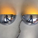 Set of 2 Chrome Plated Wall Lamps, 1950s