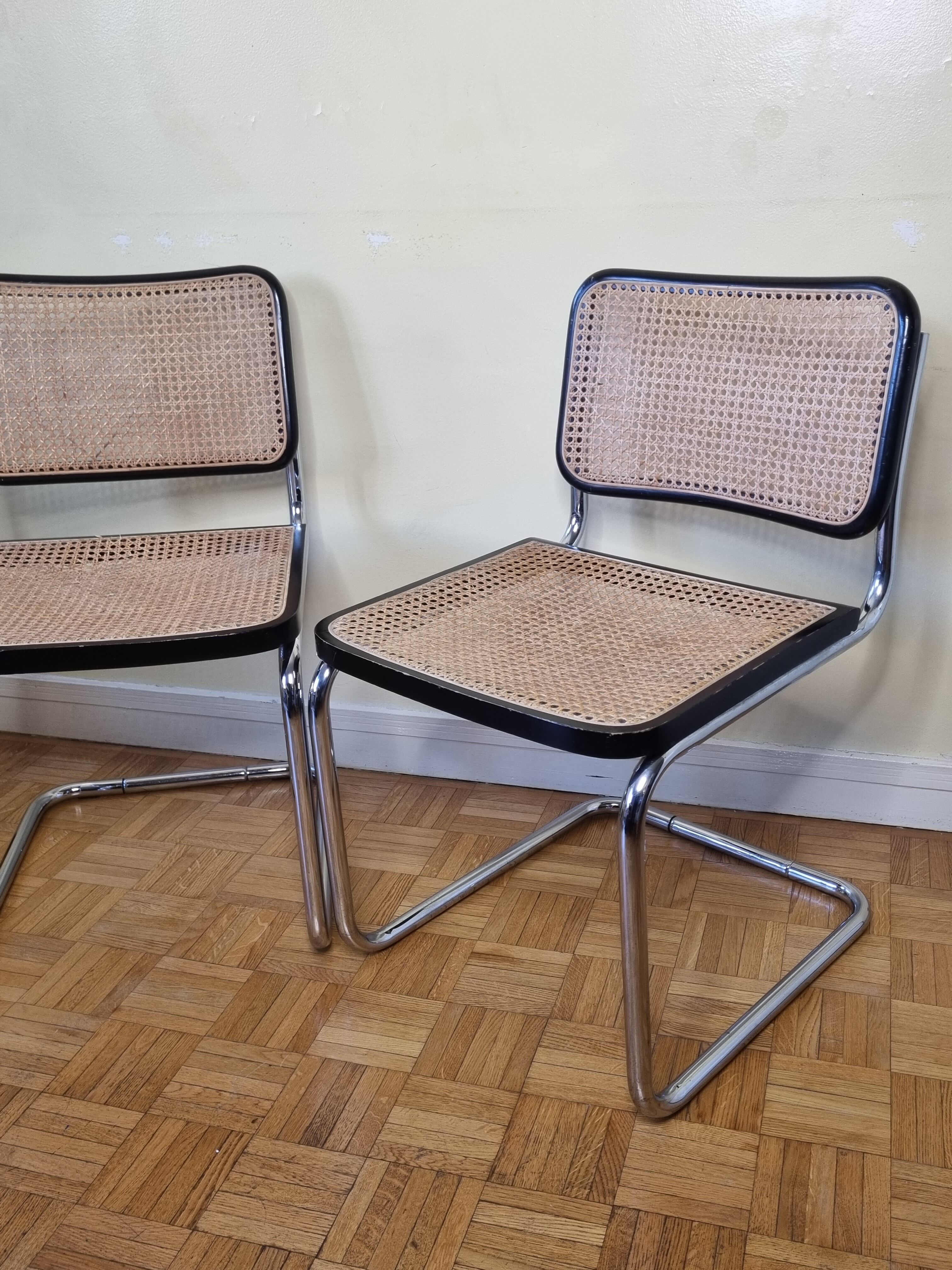 Pair of chairs designed Bauhaus style, 80s, made in Italy