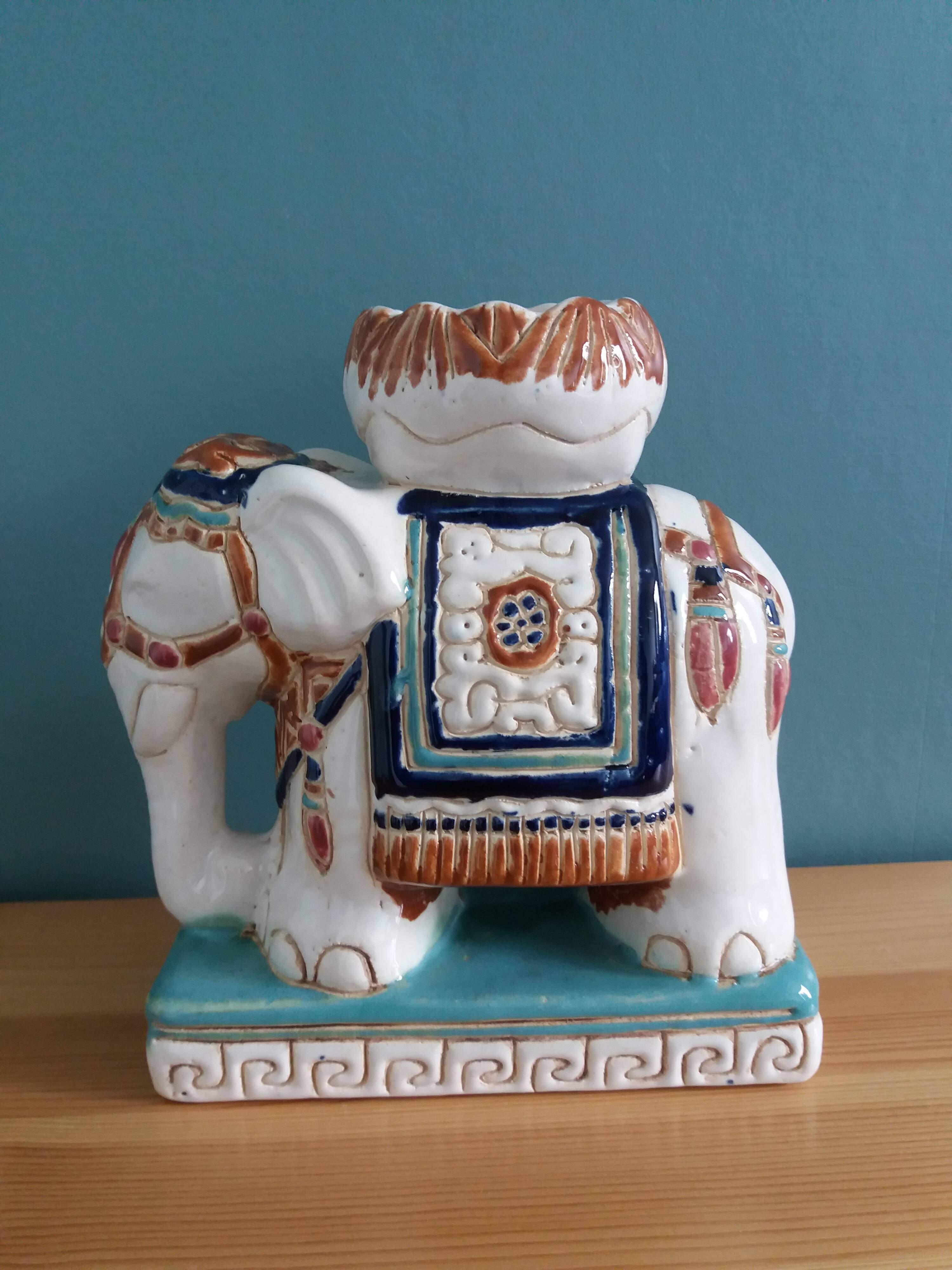 Elephant signed plant holder or candle holder