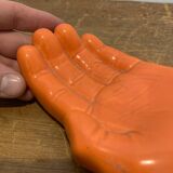 Vintage Orange Ceramic Hand Empty Pocket