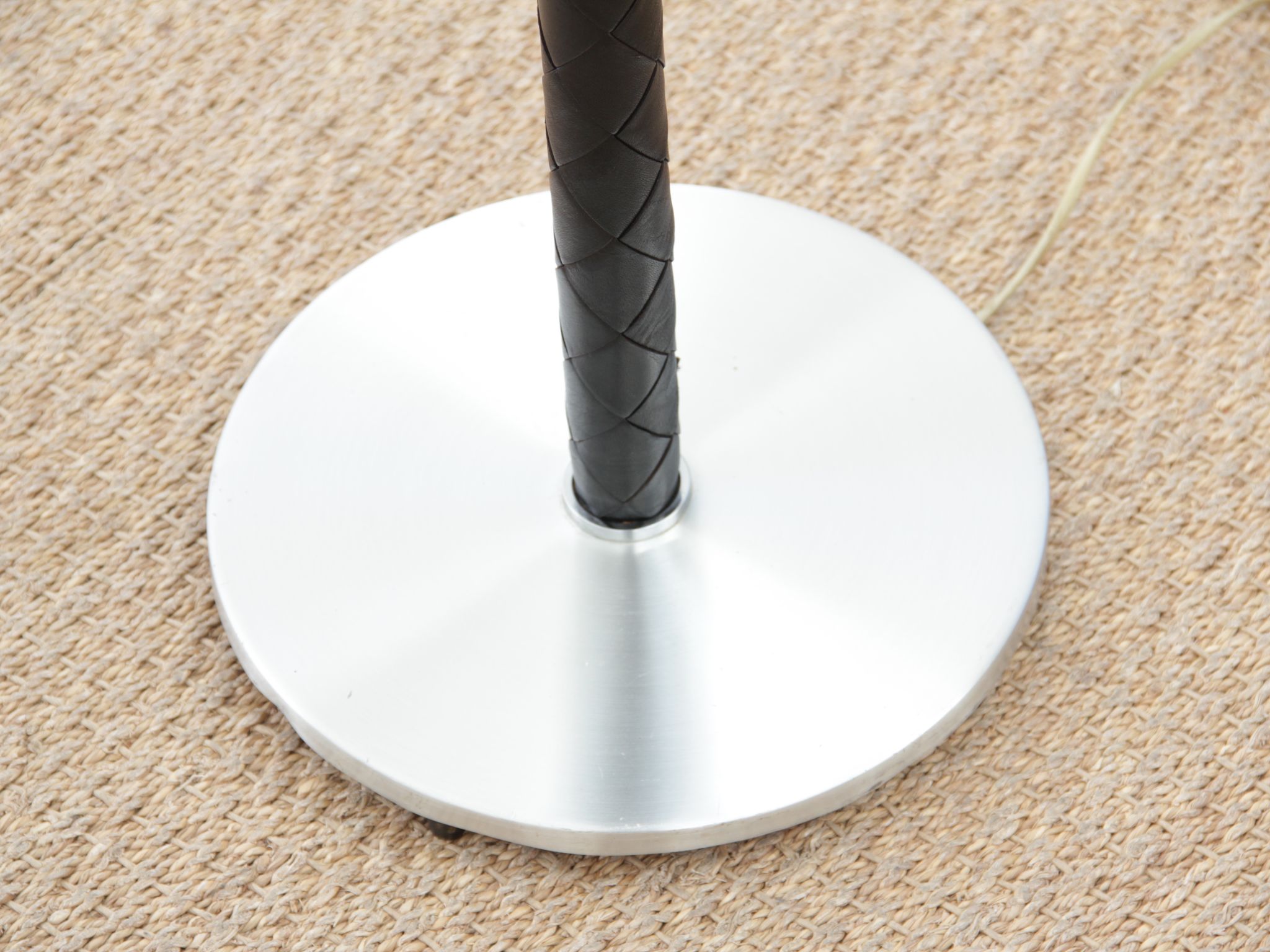 Scandinavian leather and aluminium floor lamp