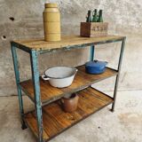 Industrial shelving unit sidetable kitchen rack pastel blue