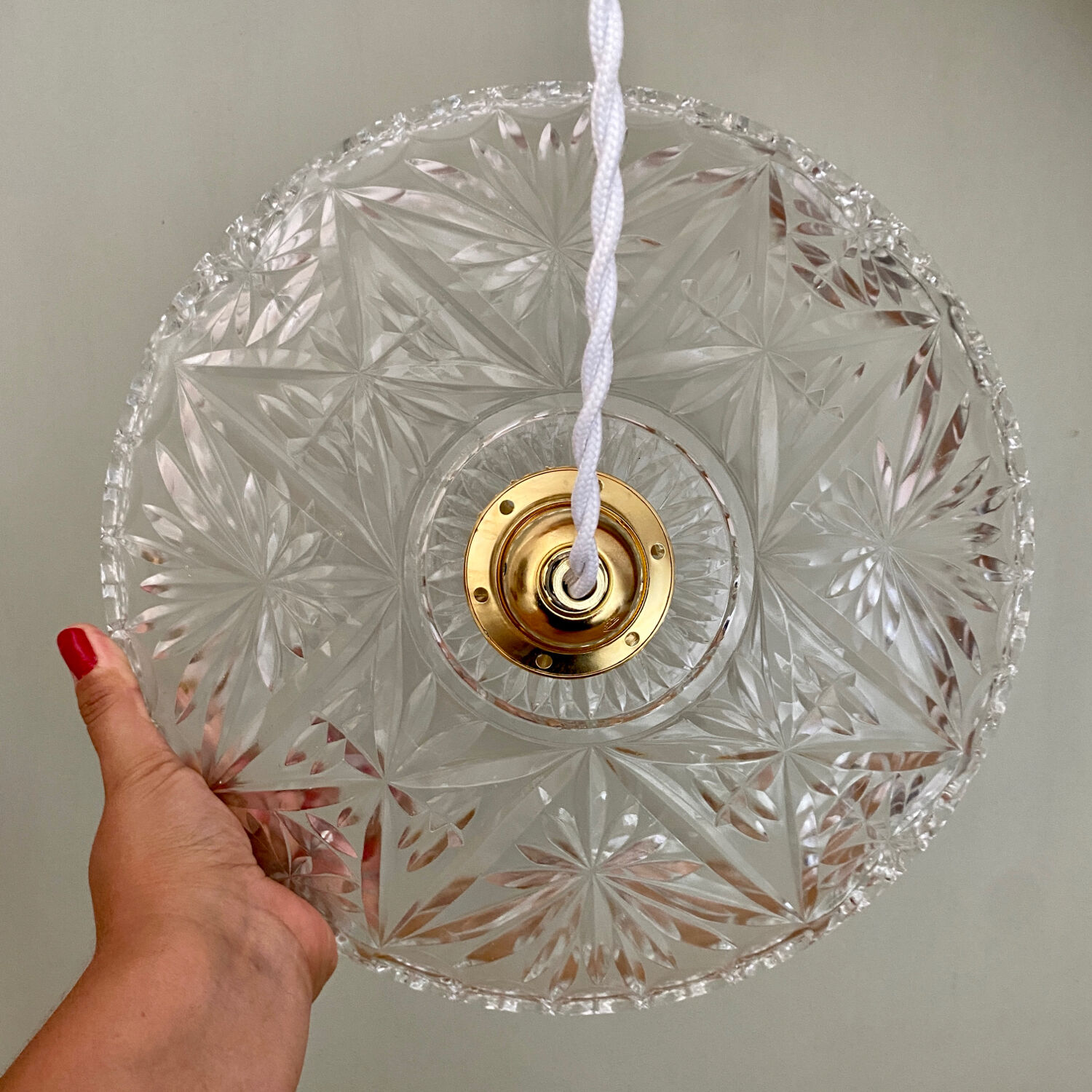Vintage glass lampshade pendant light - tableware collection -