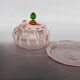 Pink Glass Cloche with Green Finial on Plate – 1930s Italian Vintage Glass Tableware