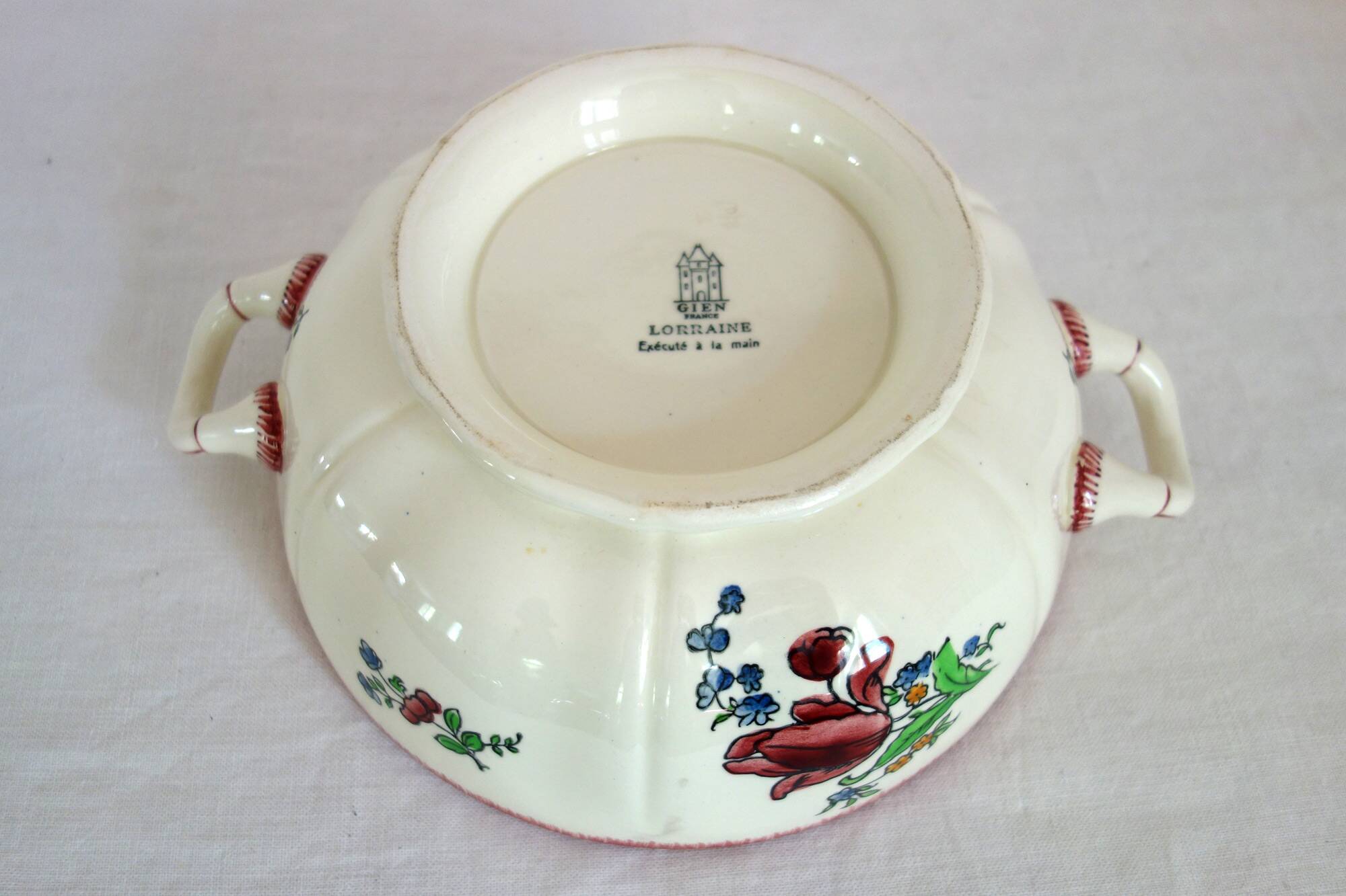 Gien Faïence modèle Lorraine grande soupière et plat
