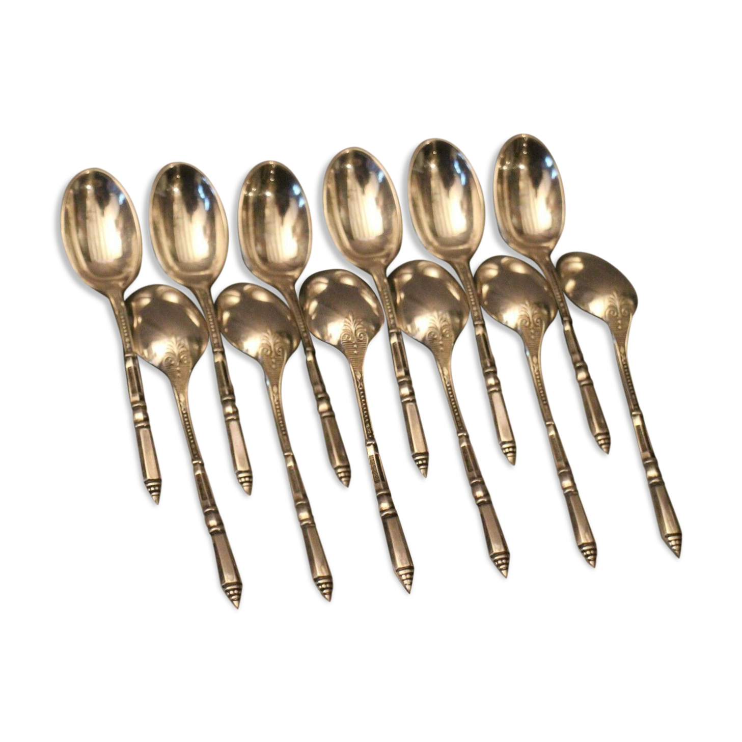 Suite of 12 small spoons with Russian silver metal ERCUIS Regency style