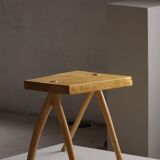 Wabi-Sabi stool in handmade birch, modern Scandinavian style, 1960s.