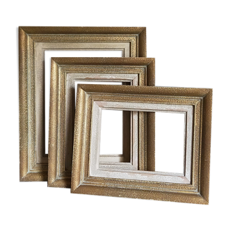 Set of three frames "yogurt" cream and gold 50s