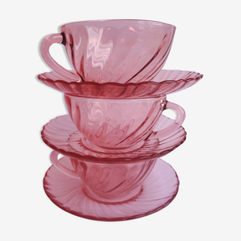 Arcoroc rosaline cups with saucers