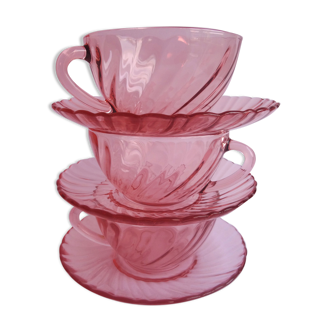 Arcoroc rosaline cups with saucers