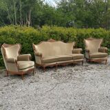 Velvet sofa and 2 armchairs