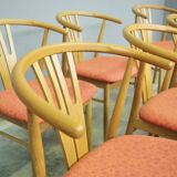 Set of 11 modern curved wood oak chairs