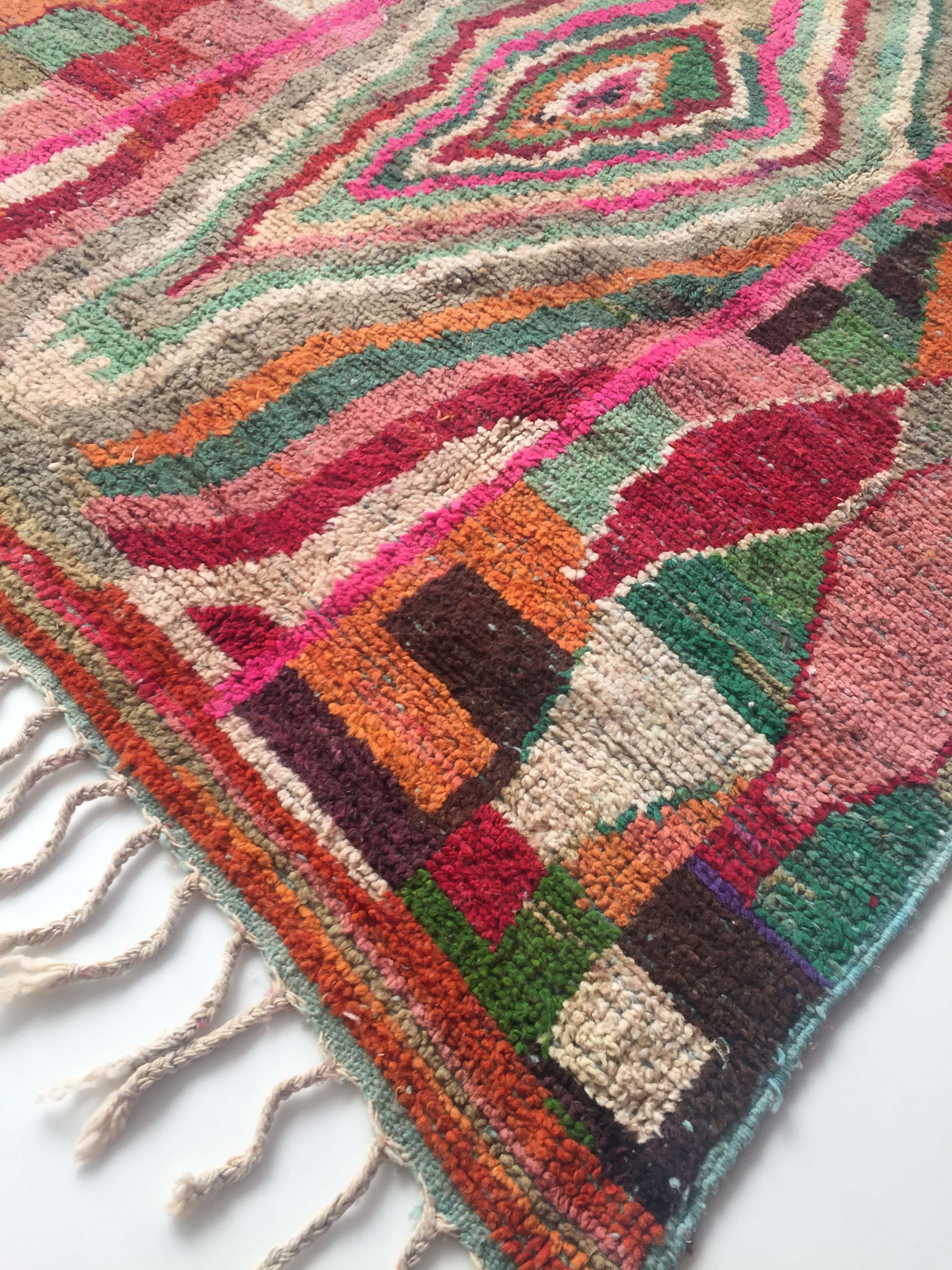 Moroccan Berber carpet Boujaad with colorful graphic patterns 276x162cm